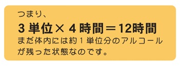 まだ体内には約１単位分のアルコールが残った状態なのです