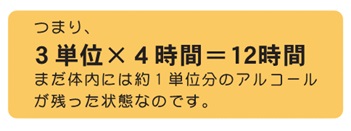 まだ体内には約１単位分のアルコールが残った状態なのです